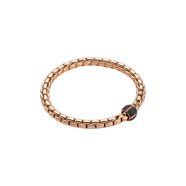 Bracelet Eka Flex'it en or rose avec pav&eacute; de diamants noirs, mod&egrave;le moyen